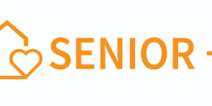 Zdjęcie przedstawia logo programu "Senior+" białe tło, po lewej stronie zarys domu z wkomponowanym sercem, a po prawej dużymi literami napis senior i dodany znak plus